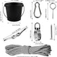 FUQUN Treehouse Pulley System with Bucket Cable - Kids Playhouse & Pirate Ship Accessories for Outdoor Play, Heavy-Duty Climbing Bucket (Black)