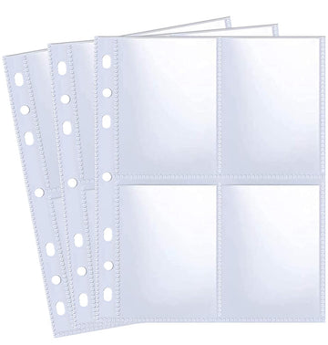 40 Pack 320 Pockets 6 Ring A5 Binder Sleeves,2.5x3.5”Photocard Sleeves,Double-Sided 4 Pocket Kpop Photocard Page Protector,Ultra-Clear Trading Card