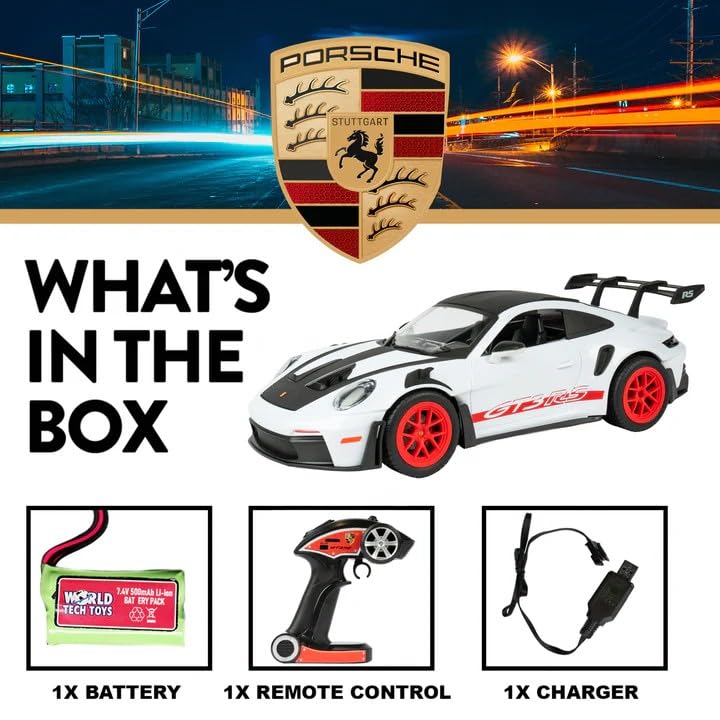Porsche GT3 RS 1:10 Electric RC Car, 2.4GHz, Rechargeable Battery