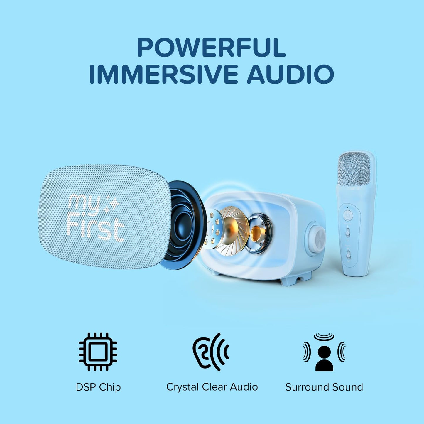myFirst Voice 2 - Kids Mini Karaoke Machine with Wireless Microphone and Voice Changer for Kids, Portable Bluetooth Speaker, Christmas Toys Gifts for