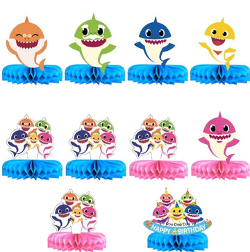 10 Pcs Shark Table Centerpiece,Honeycomb Centerpieces Table Toppers for Shark Birthday Party.