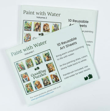 GoodDay Puzzles Paint with Water - 20 Reusable Sheets, Mess-Free Water Coloring Book, Aqua Art, Coloring Sheets for Kids Art and Therapy Relaxation