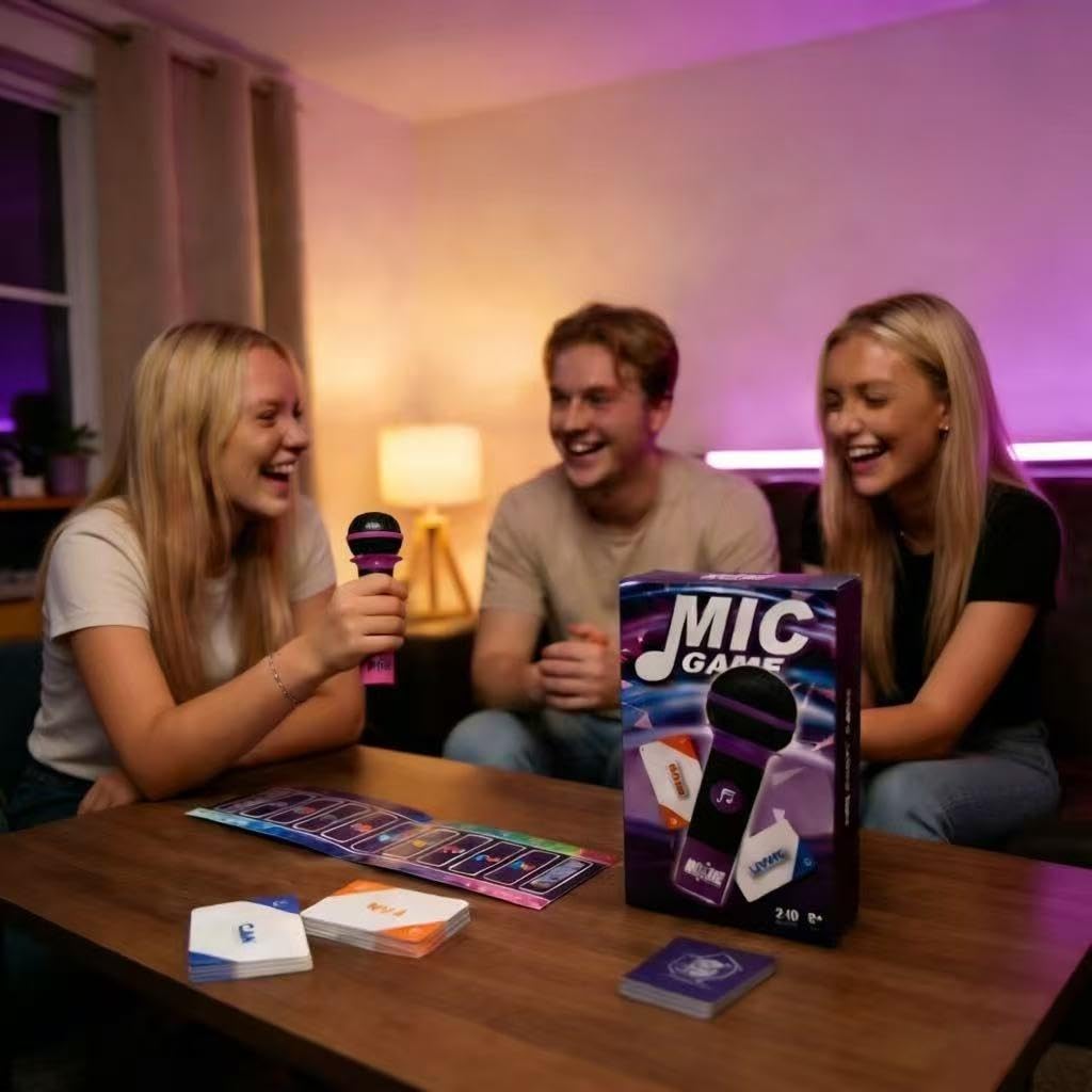 ATG Mic Karaoke Party Game - Hilarious Singing Challenge for Families & Friends with 250 Song Lyrics - Perfect for Game Nights & Birthday Parties 8