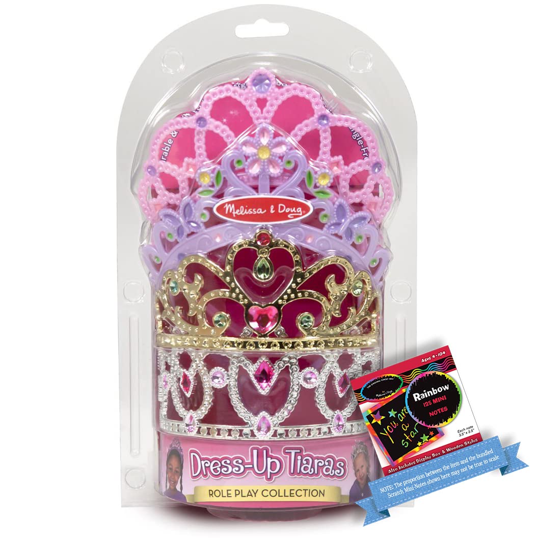 Melissa & Doug Dress-Up T i a r a s : Role Play Collection Bundle with 1 Theme Compatible M&D Scratch Fun Mini-Pad (08525)