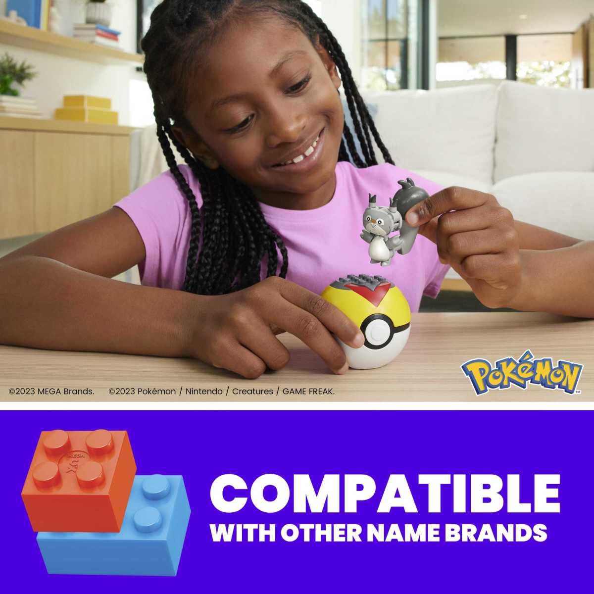 MEGA Pokémon Collectible Skwovet Pokeball Building Toy for Kids Ages 6 and Up