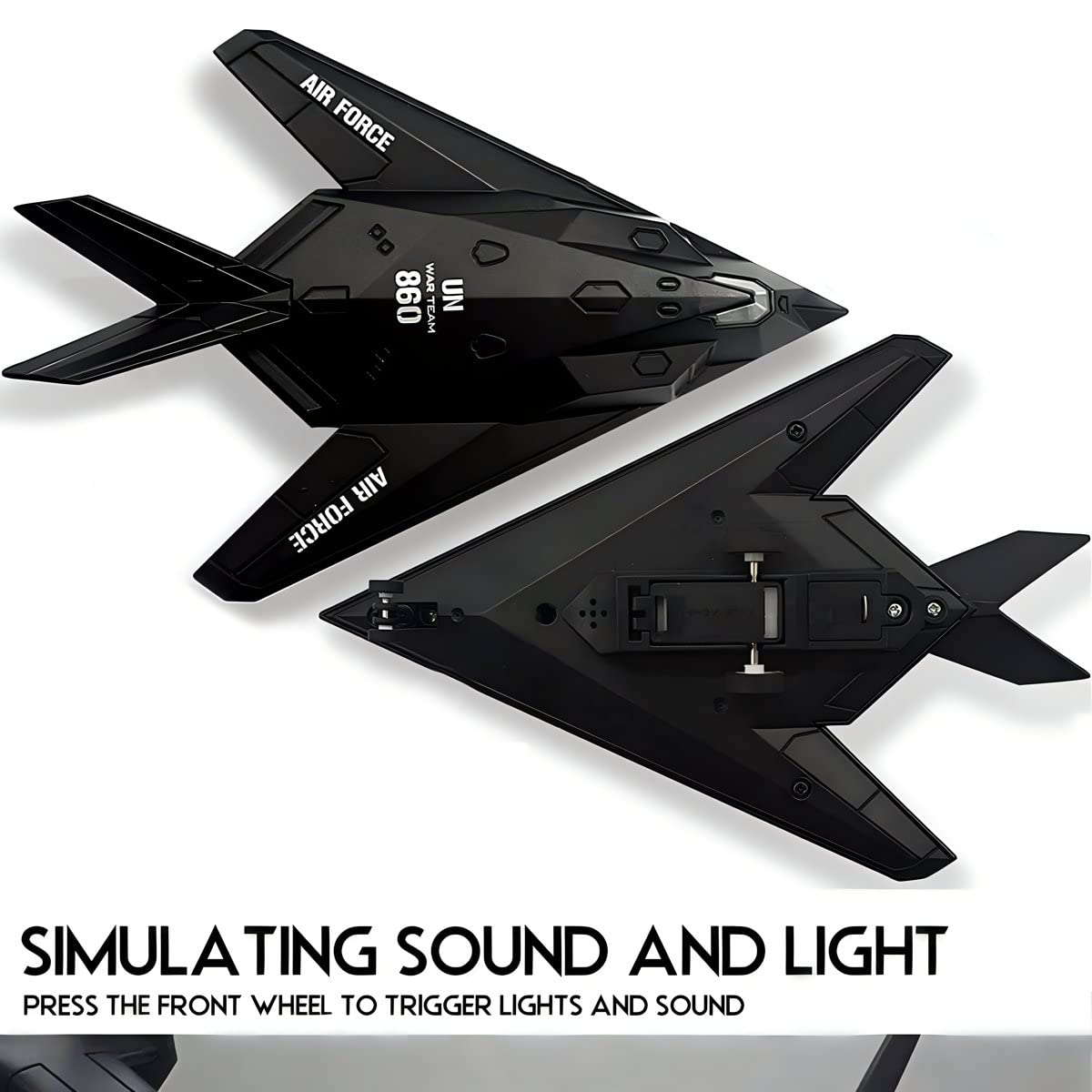 Diecast Stealth Fighter Jet Metal Military Airplane Toy - 1:400 Scale Alloy Model Tactical Aircraft with Pullback Action, Lights and Sound