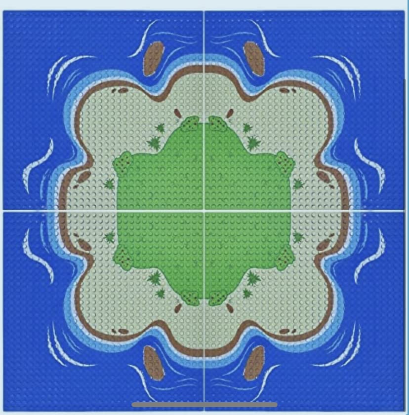 General Jim's Blue Beach and Water Road City Baseplates Full Set for Ocean Island Street Base Plate - Pirates Sea Grass Toy Kit for Building Blocks