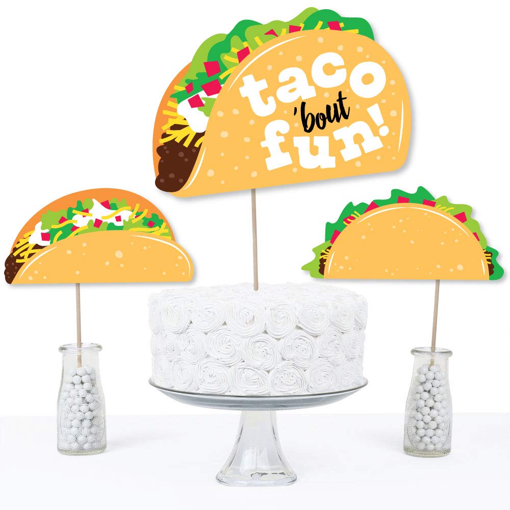 Big Dot of Happiness Taco ‘Bout Fun - Mexican Fiesta Centerpiece Sticks - Table Toppers - Set of 15