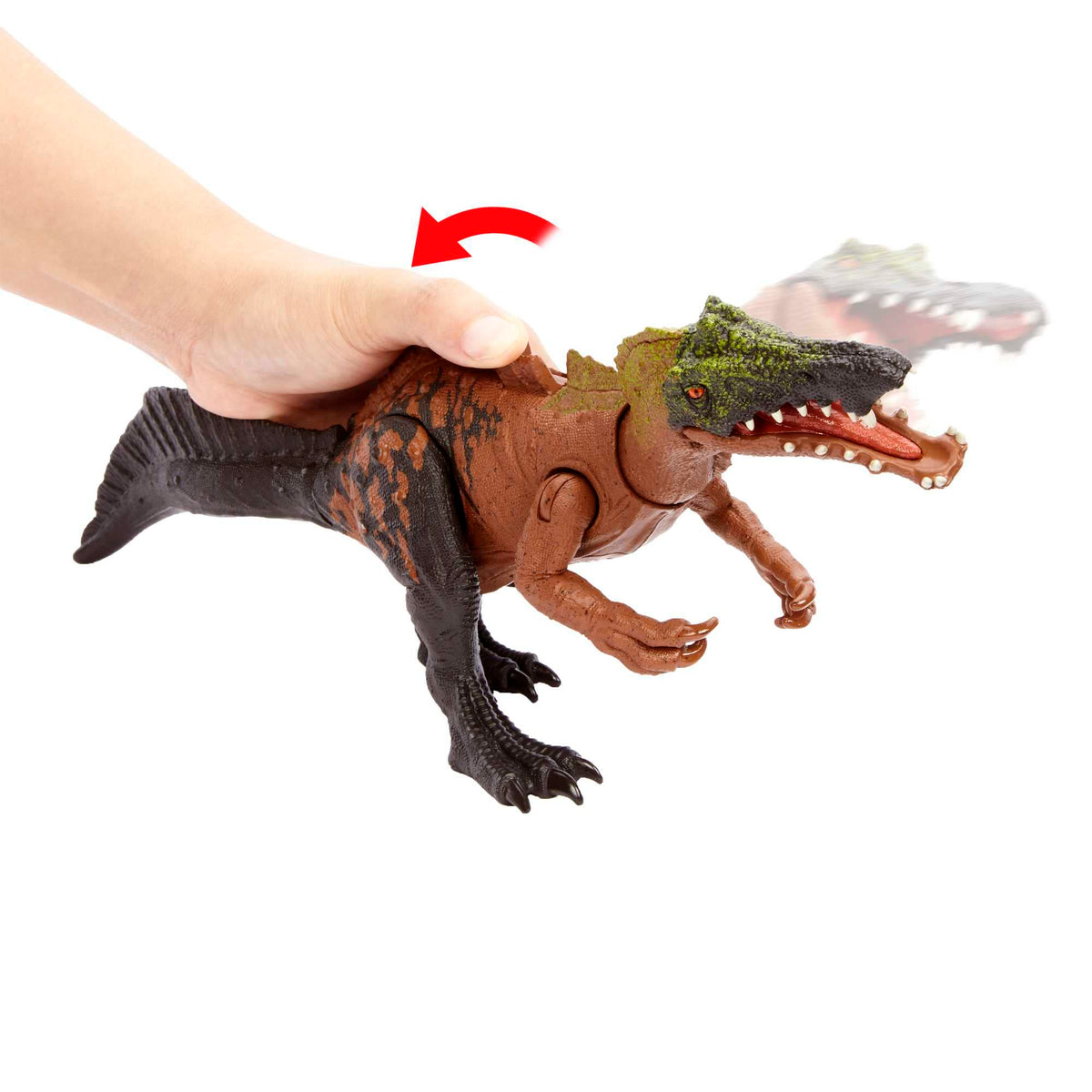 Mattel Jurassic World Wild Roar Dinosaur Toy with Sound & Attack Move, Irritator Posable Action Figure Includes Digital Play, 11 inches Long