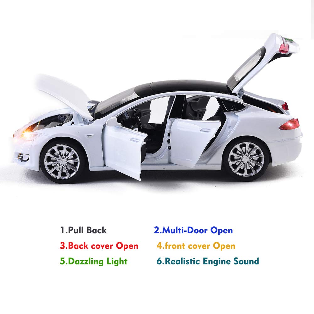 gidoyi Toy Car Model S Alloy Model Cars Pull Back Vehicles 1/32 Scale Car Toys for Toddlers Kids (White)