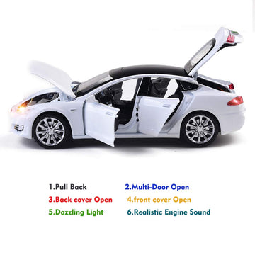 gidoyi Toy Car Model S Alloy Model Cars Pull Back Vehicles 1/32 Scale Car Toys for Toddlers Kids (White)