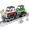 General Jim’s Railway Flatbed Train Car with Cars Building Block Set, 186 Pieces, Brick Built Cargo Rail Transport Model, Compatible with L Scale
