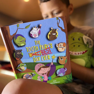 Rebel Dinosaur Tooth Fairy Pillow and Book Bundle | 8" Plush with Pocket for Lost Teeth & Hardcover Storybook w/Tracker, Q&A for Boys Girls Children