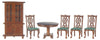 Dollhouse Miniature 1:12 Scale 6 Pc Walnut and Green Dining Room SET #T0108