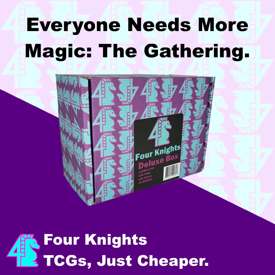 Four Knights MTG Deluxe Collection Booster Box - 1000+ Assorted C/UC Cards with 30 Rares, 30 Foils, and 5 Mythics - Limited Duplicates - Compatible