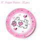 117 Pcs Pink Cartoon Party Dessert Plates Napkins Forks Tablecloth Cups Birthday Banner Tablecovers for Baby Shower Girls 1st 2nd 3rd 4th 5th Birthday