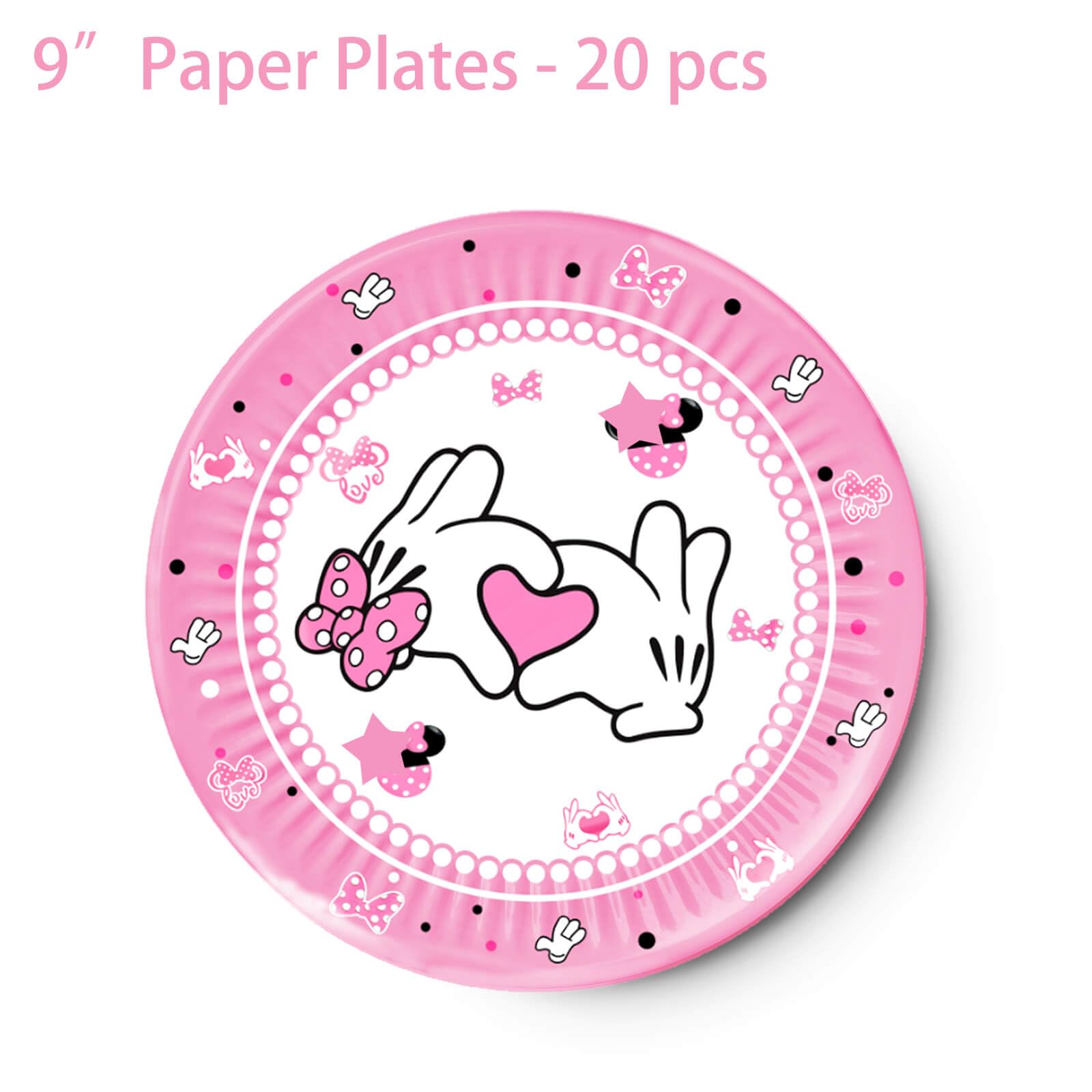 117 Pcs Pink Cartoon Party Dessert Plates Napkins Forks Tablecloth Cups Birthday Banner Tablecovers for Baby Shower Girls 1st 2nd 3rd 4th 5th Birthday