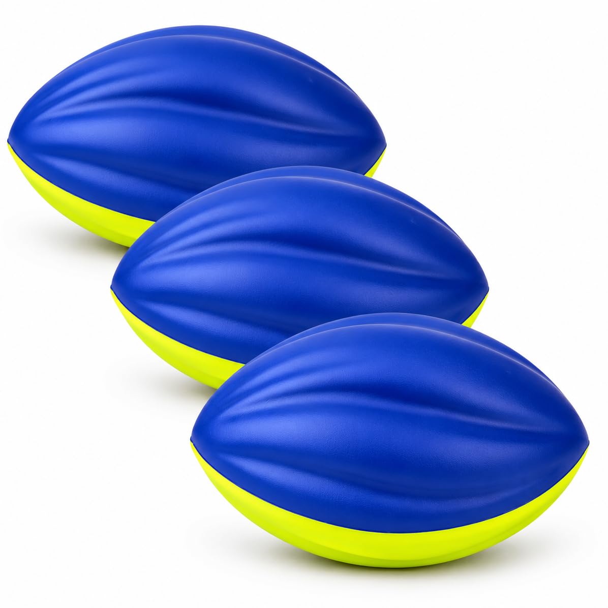 3-Pack Soft Foam Footballs for Kids, 8.5" Spiral Youth Training Balls