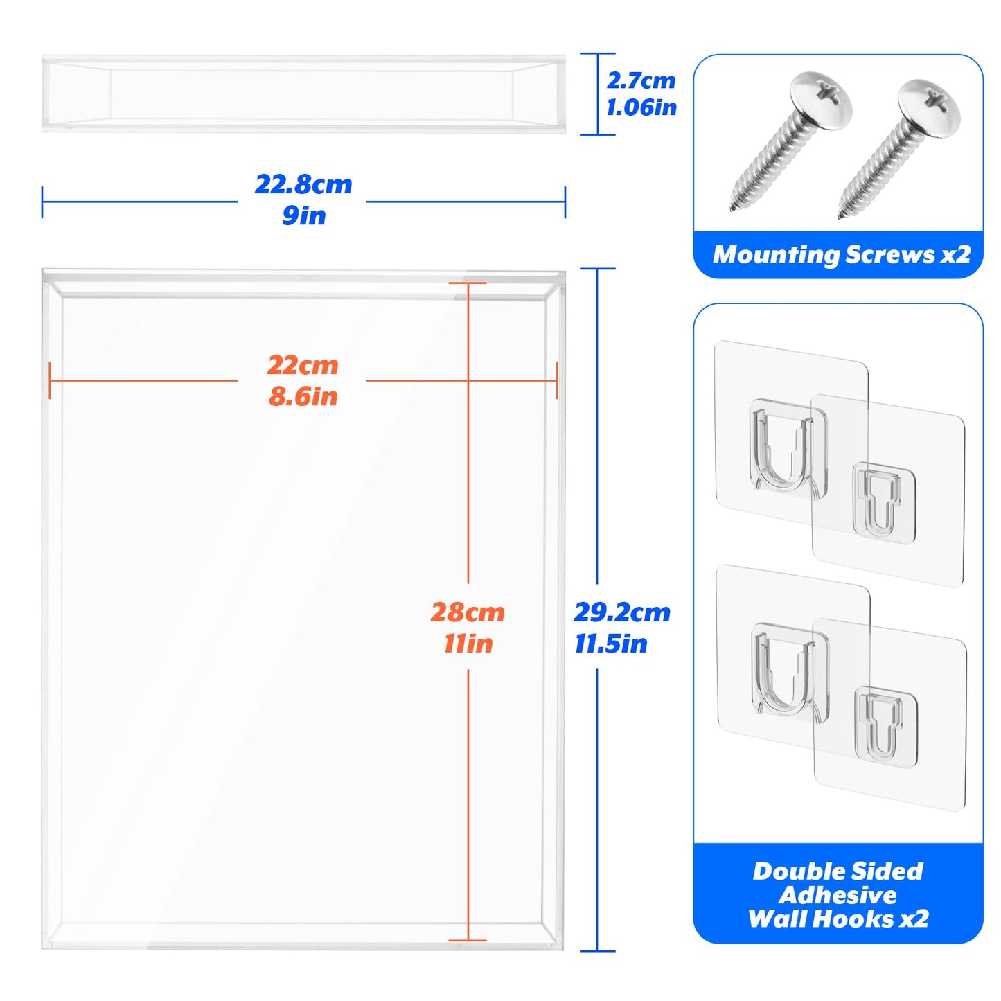 Clear Display Case for Magazine Book, Acrylic Magazine Book Frame Wall Mount, Collectible Magazine Book Storage, UV-Protection Display Magazine Book