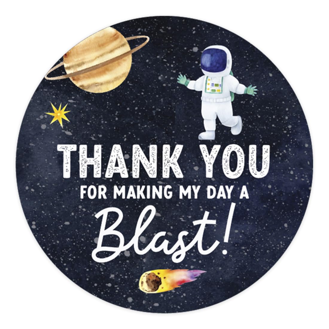 Andaz Press Kids Party Favor Thank You for Making My Day A Blast Stickers, 80-Pack 2-Inch Round Outer Space Birthday Stickers for Kids, Boys & Girls
