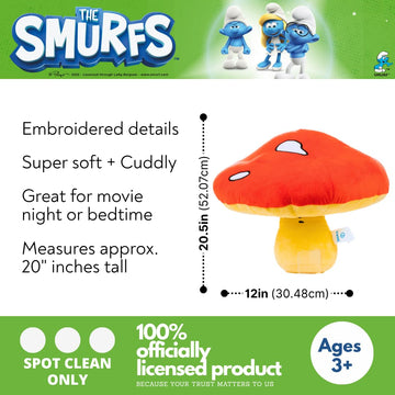 Franco Collectibles The Smurfs Mushroom Shroom Bedding Super Soft Cozy Decorative Cuddle Pillow, (Officially Licensed Product)