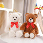 Plushland 15" Sitting Brown Fluffy Bear with Bowknot - Soft Plush Teddy Bear for Kids & Adults - Cuddly Stuffed Animal Gift for All Ages - Adorable