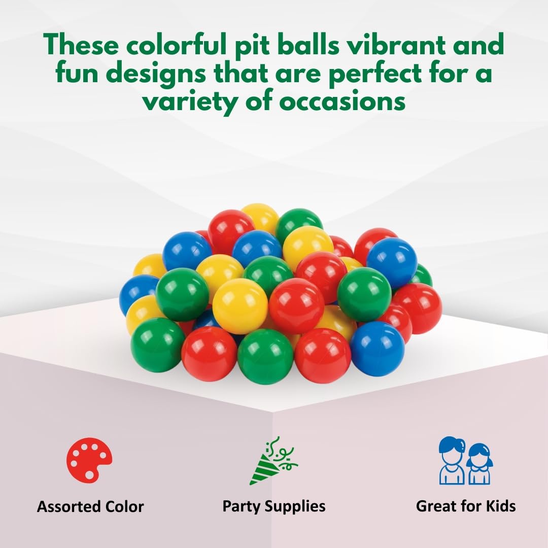 Fun Express Ball Pit Balls (100 Pack) Assorted Colors