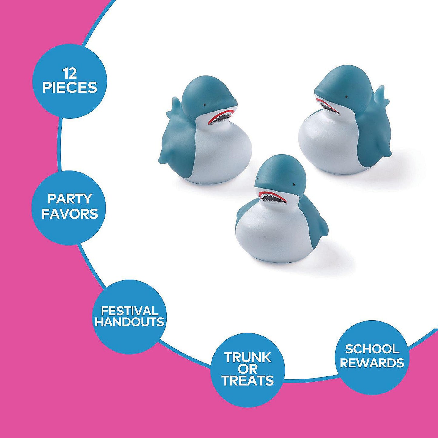 Fun Express Shark Rubber Duckies - Toys - VBS Vacation Bible School Supplies/Decor - 12 Pieces
