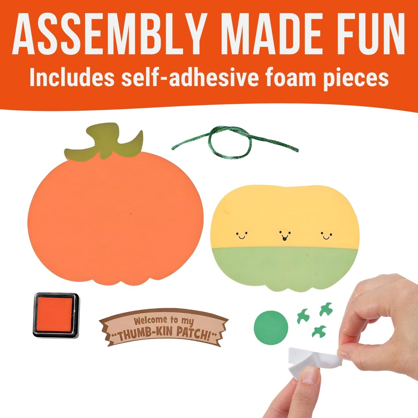 Fun Express Thumbprint Pumpkin Patch Craft Kit - Makes 12 - DIY Halloween Crafts for Kids
