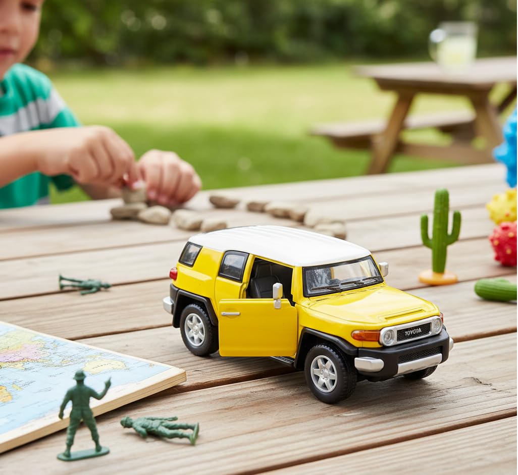 Kinsmart Canary Yellow Toyota FJ Cruiser SUV 136 Scale Diecast Car, SMALL