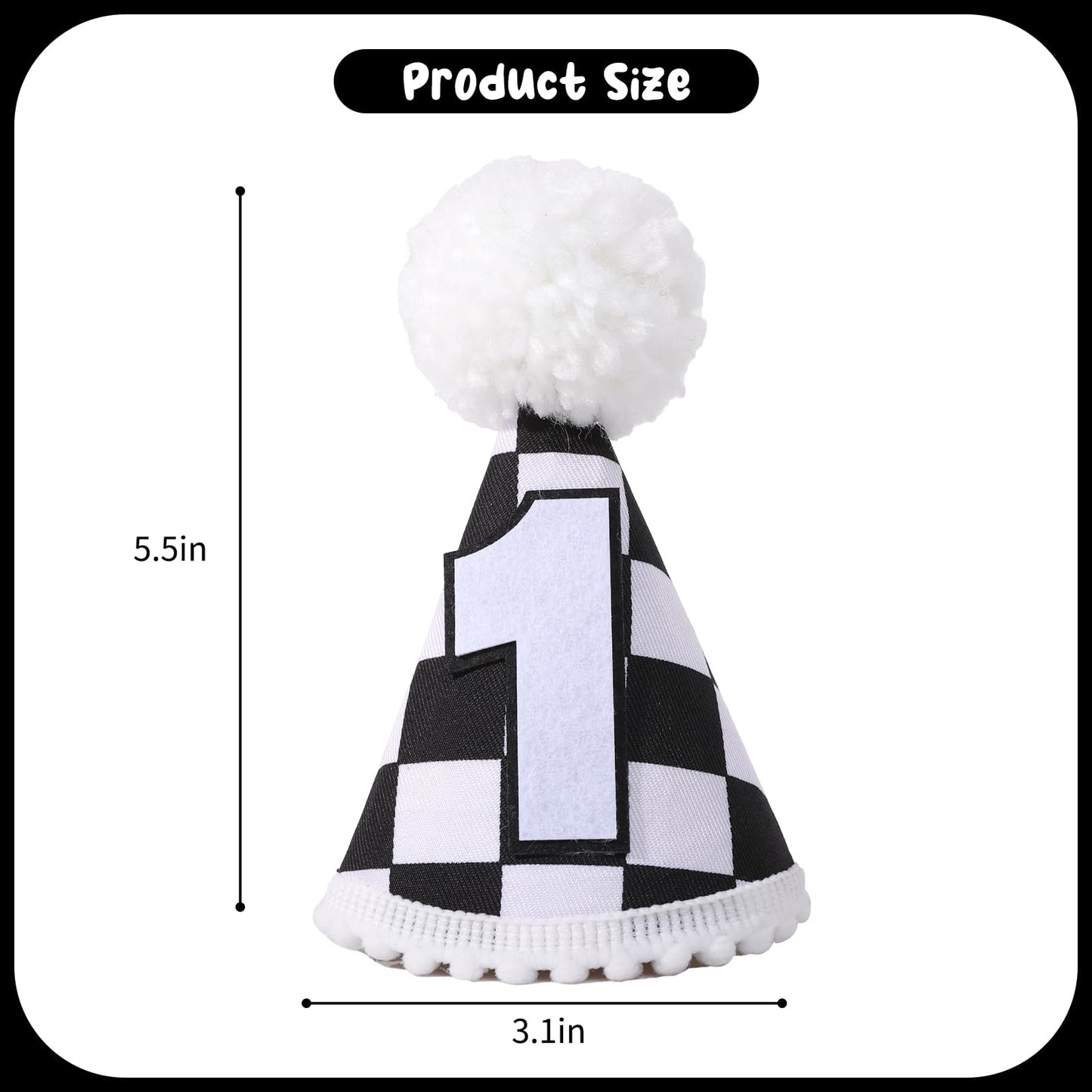 YOUAME Race Car 1st Birthday Hat - Party Decorations, Boy Outfit, Plaid Crown, Racing First Photo Prop