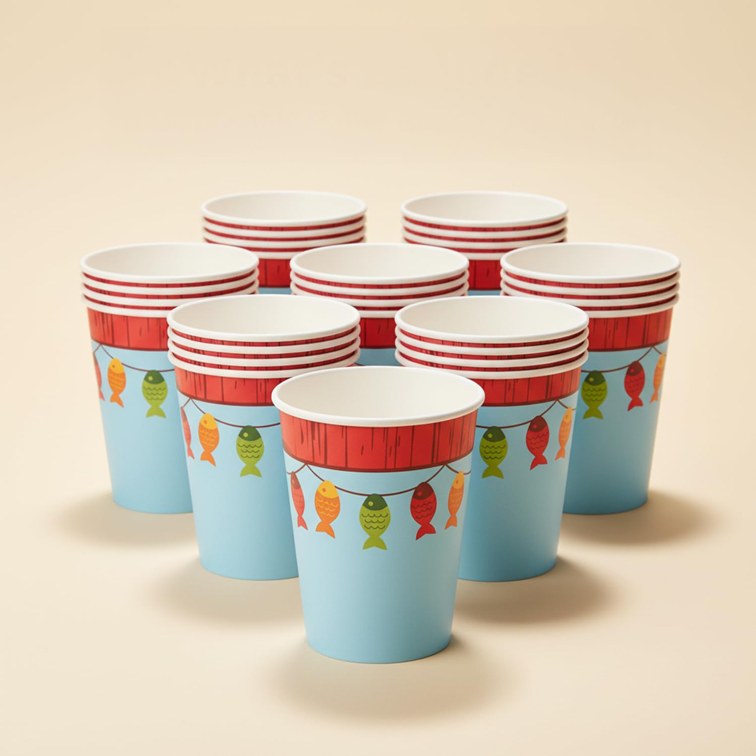 Fun Express - Little Fisherman 9oz Paper Cups for Birthday - Party Supplies - Print Tableware - Print Cups - 8 Pieces