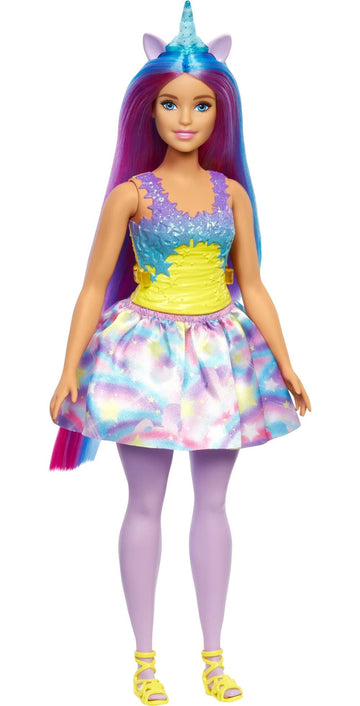 Barbie Dreamtopia Unicorn Fashion Doll with Blue & Purple Hair Wearing Removable Skirt & Accessories Including Themed Headband & Tail