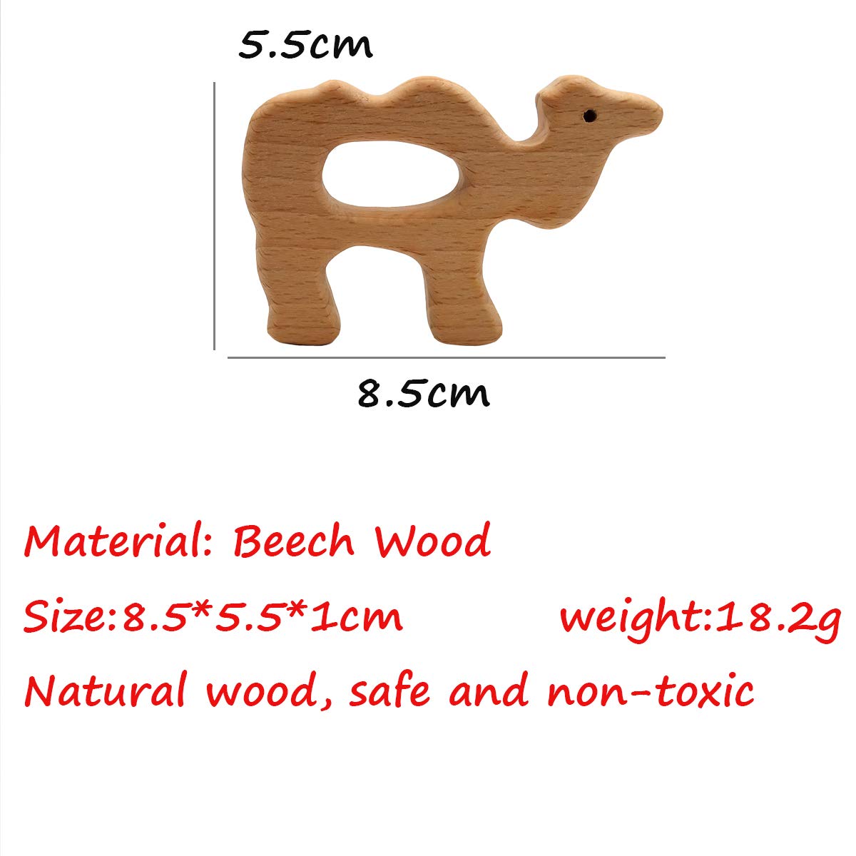 Natural Wooden Camel Children Toys Pendant Pure Natural Beech Wood Animal Toy Shape for Handmade Necklace/Bracelet (Camel)