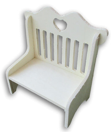 Craft Supply Loveseat Bench with Heart Cutout Miniature Wood for Dollhouse - 4.75 x 5 Inches, Brown