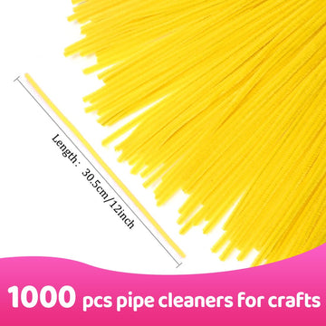 Praisebank Yellow Pipe Cleaners for Crafts, 1000pcs, Chenille Stems for DIY Projecets, Arts & Crafts Supplies for Festival Party Decorations