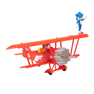 Sonic The Hedgehog 2 The Tornado Playset - Biplane Vehicle, Sonic Figure and Exclusive Tails Figure, Spin the Planes Propeller and Pose Sonic on