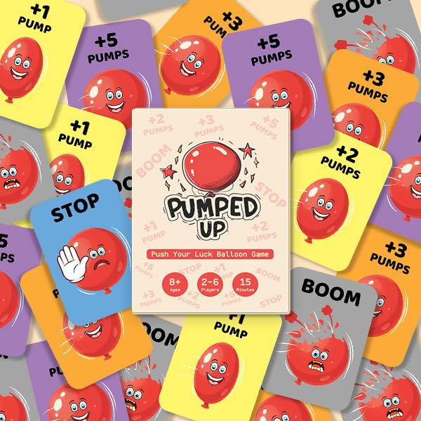 Pumped Up Card Game - Push Your Luck Balloon Card Game for Kids and Adults - Fun Family Game Night Party Games for Ages 8+ - 2-6 Players, 15 Min
