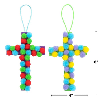 Fun Express Pom-Pom Cross Ornament Craft Kit - Makes 12