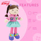 Linzy 15" Learn to Dress Stuffed Doll with Pink Jacket, Educational Montessori Doll for Toddlers, Soft Buckle Toy Gifts for 2 Year Old Girls