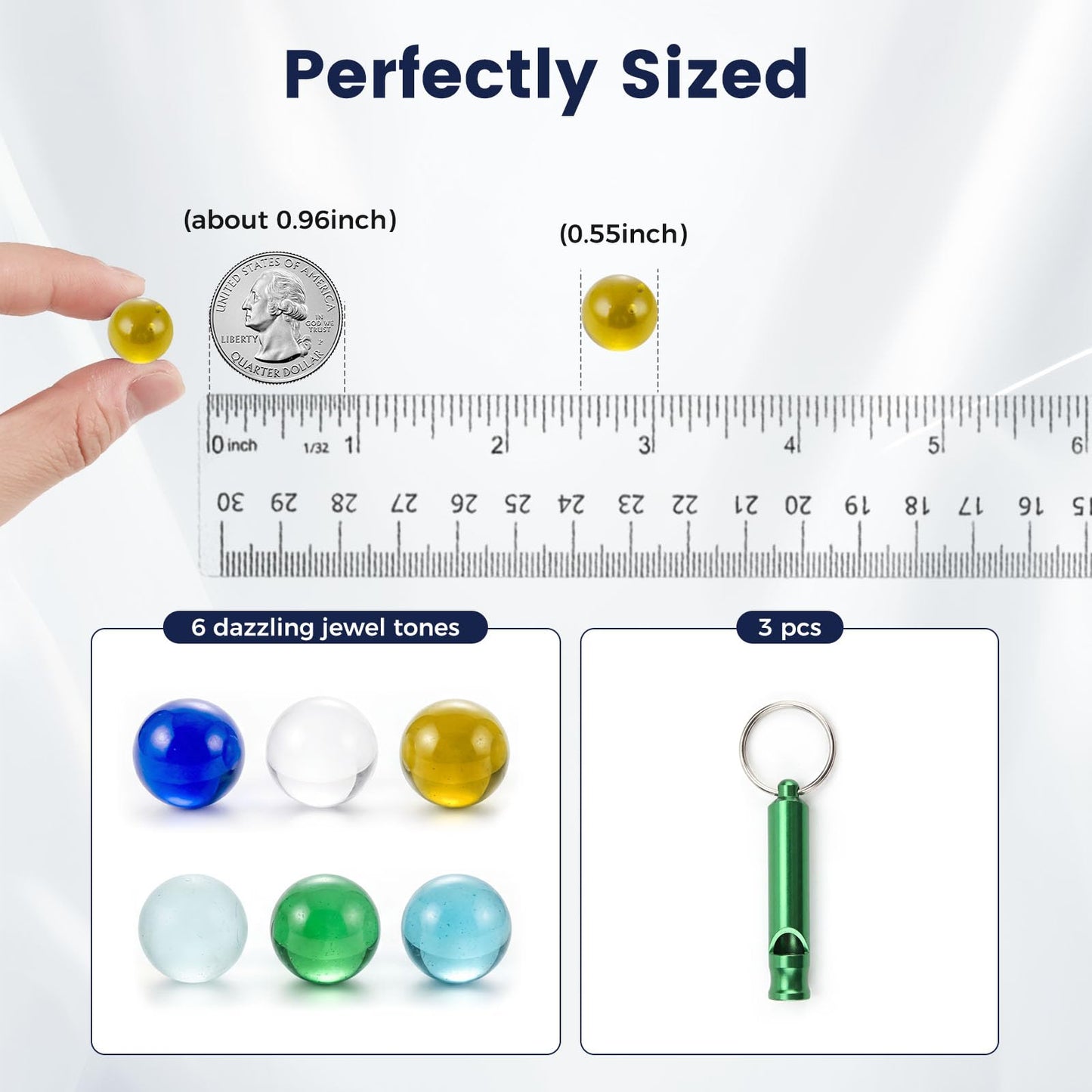POPLAY 200PCS Marbles Bulk with Whistle, for Marbles Run and Racing Games