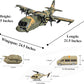 Toy Essentials Large Military 21-Inch Cargo Plane C130 Bomber Combat Air Force with Working Doors 20 Bombs and 12 Military Army Vehicles