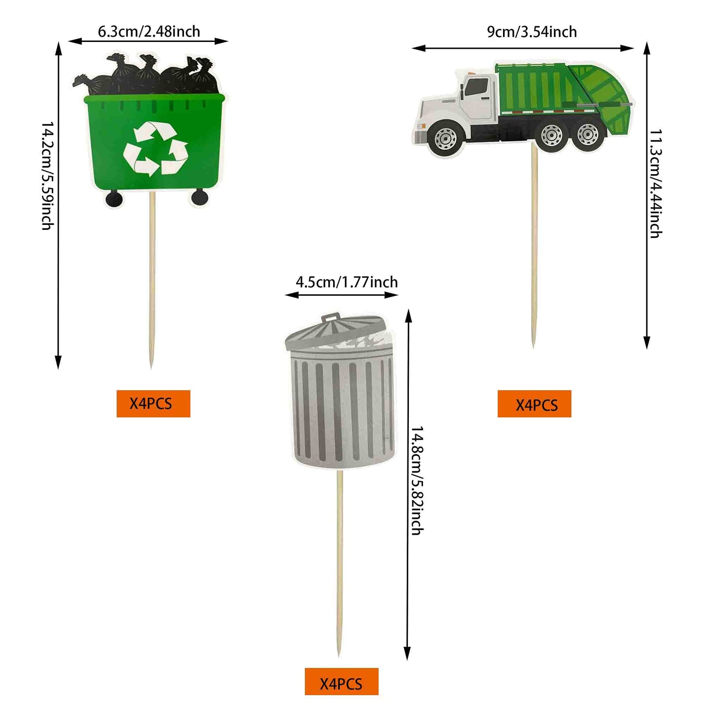 Garbage Truck Birthday Party Supplies Garbage Truck Cupcake Toppers for Trash Garbage Truck Party Supplies