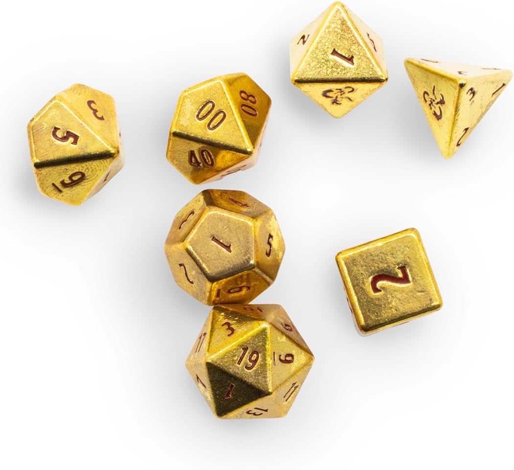 Ultra PRO - 50th Anniversary Heavy Metal 7 RPG Dice Set for Dungeons & Dragons, Premium Tabletop Gaming Accessories, Roleplaying Set, Collectible RPG