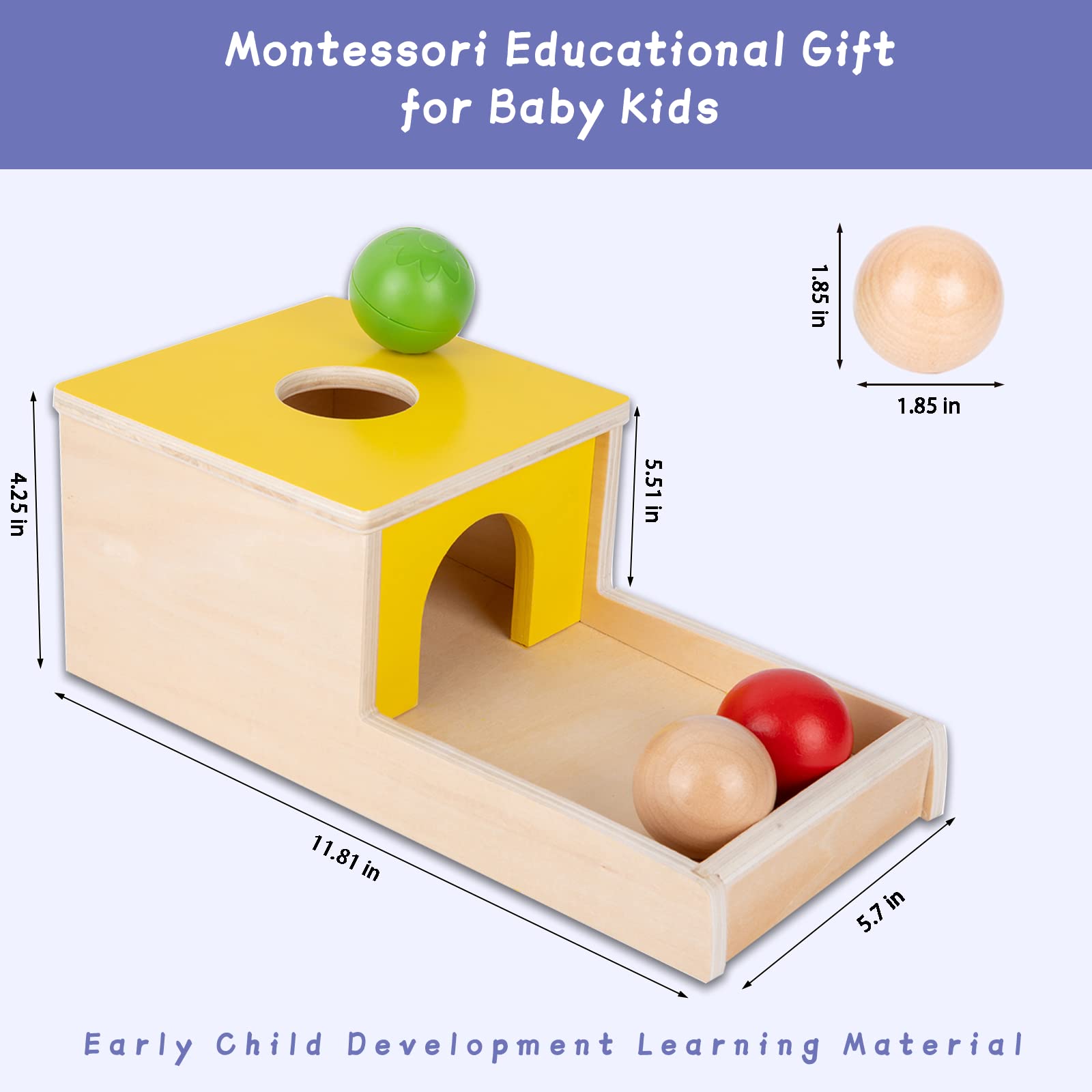 Adena Montessori 4 in 1 Wooden Play Kit for Babies 6-12 Months