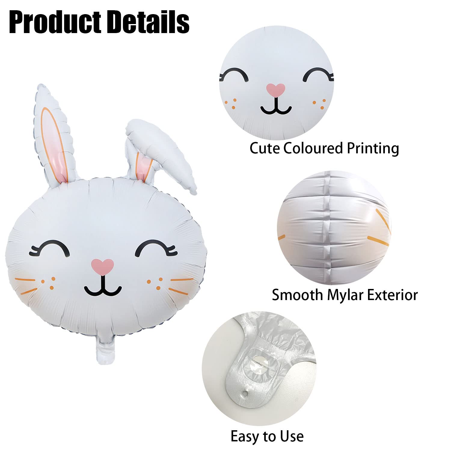 HADCKJA Bunny Balloons Easter Balloons Rabbit Head Foil Balloon for Easter Themed Party Bunny Birthday Supplies Decorations Party Sets-5 PCS