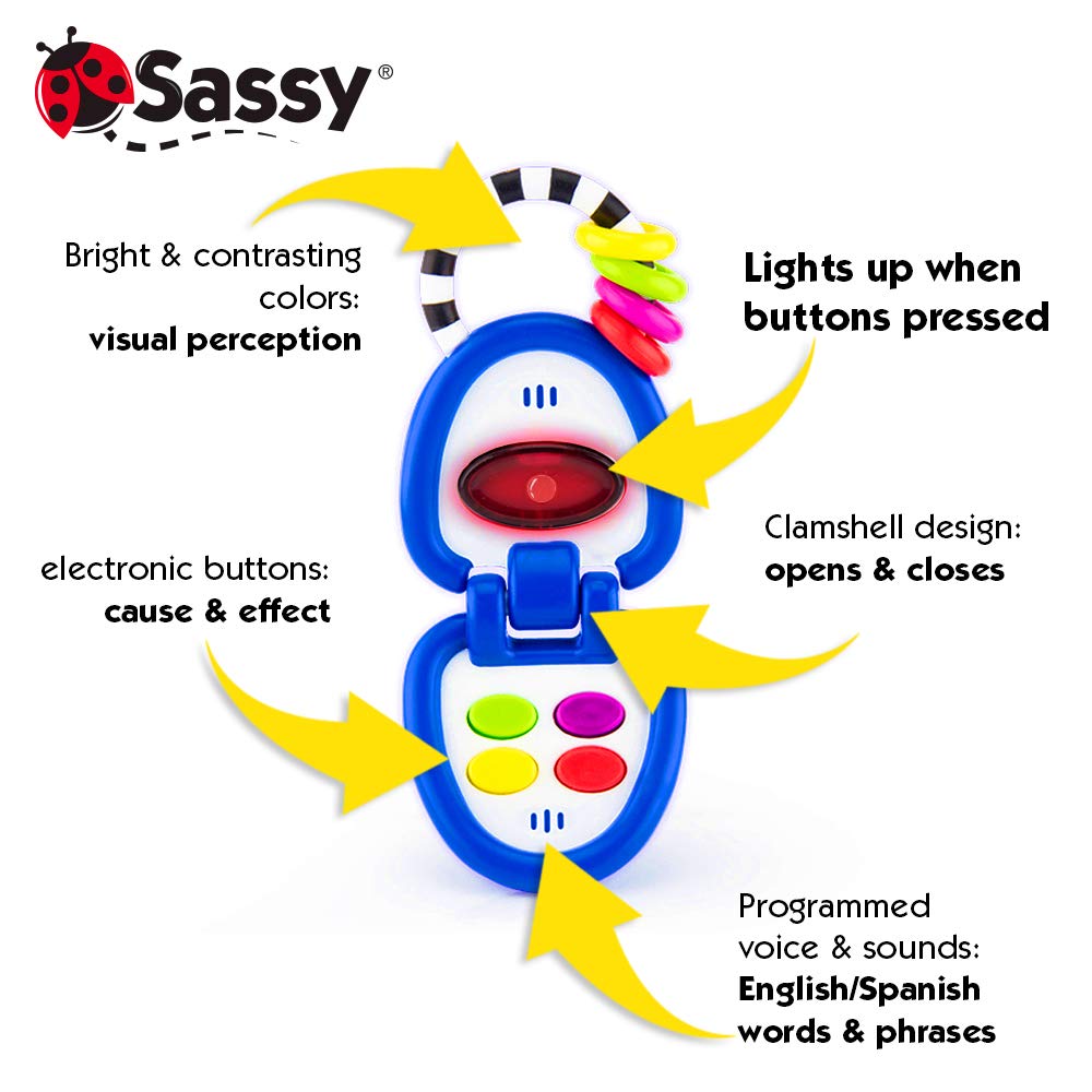 Sassy Phone of My Own Activity Toy | Electronic Developmental Toy Promotes Pretend Play | Lights and Sounds | for Ages 6 Months and Up, Blue, 1.2 x