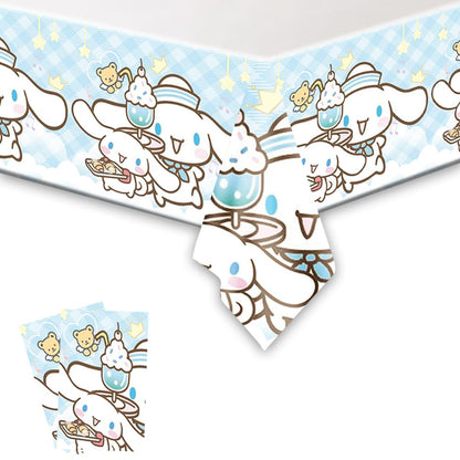 MUSNOW 2Pack Cinnamoroll Tablecloth Disposable Tablecloth Birthday Party Supplies and Decorations for Kid Boy Baby Shower Rectangle Tables 70"X42"