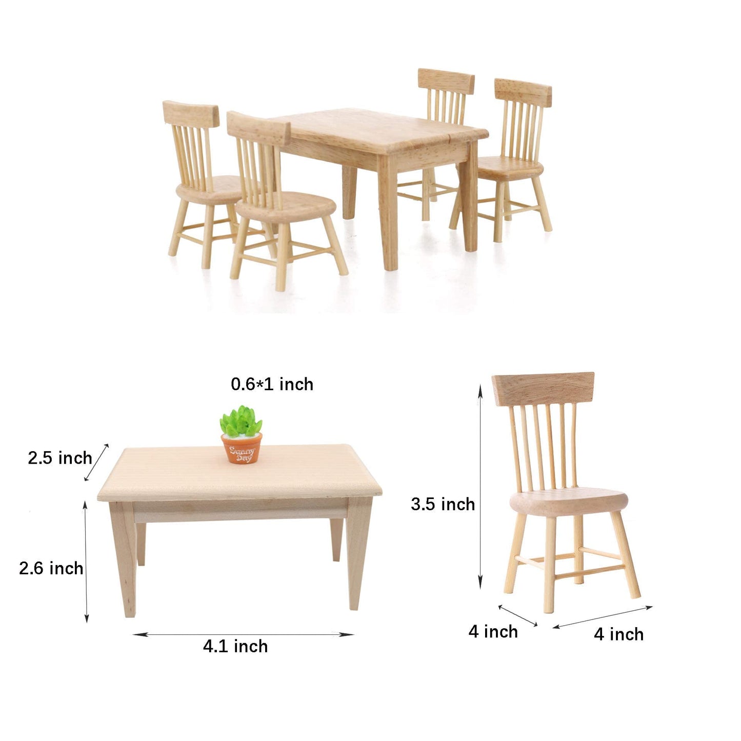 1:12 Scale Mini Wooden Furniture Miniature Kitchen Furniture Set Mini House Accessories Furniture Model for Birthday Gifts