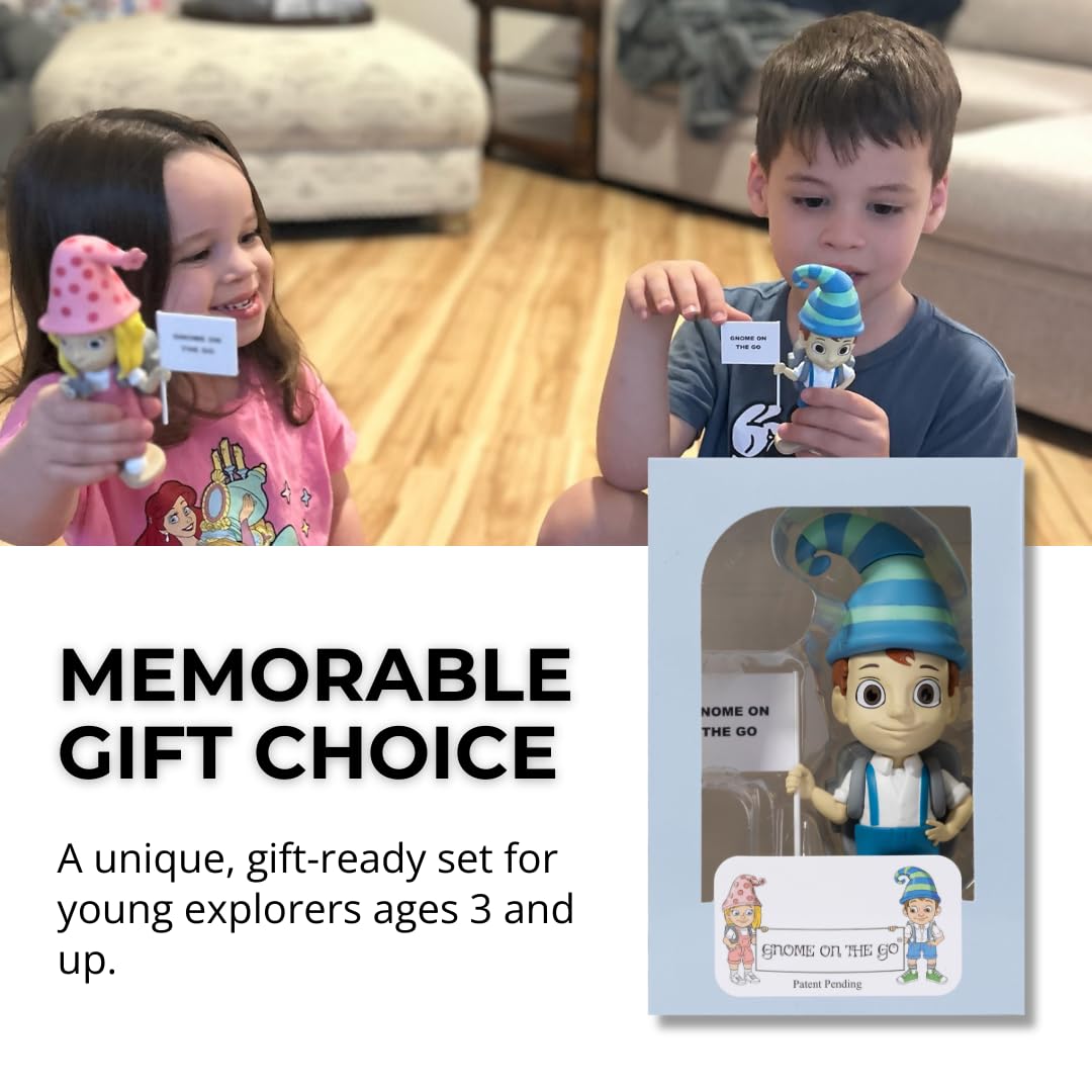 GOTG Kids Travel Pack - Gavin Gnome + Children’s Book + Flags & Stickers + Display Case | Fun Travel Gifts & Kids Travel Essentials | Cute Gnome Gifts